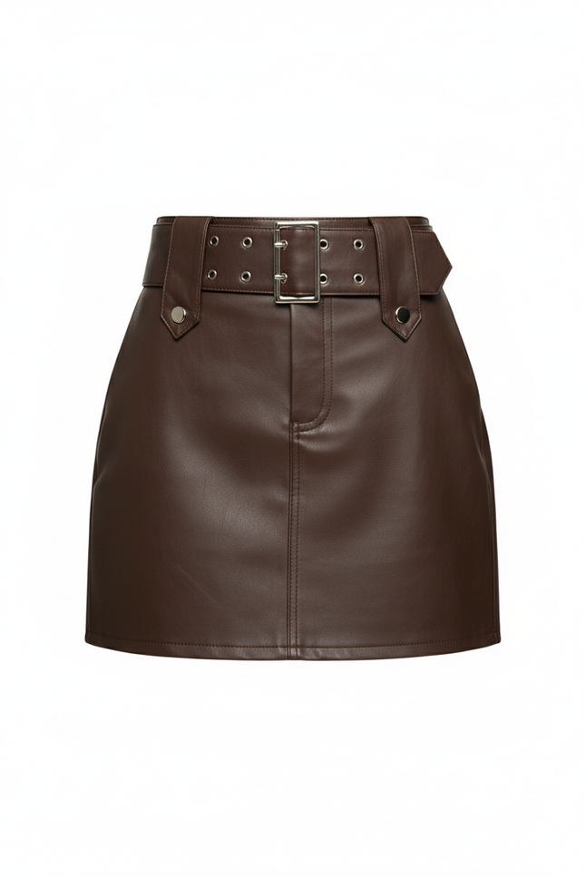 Jupe Cuir Chocolat