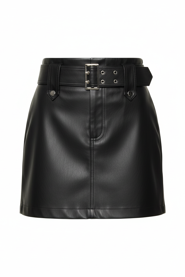 Jupe Cuir Noir Taille Haute Chic