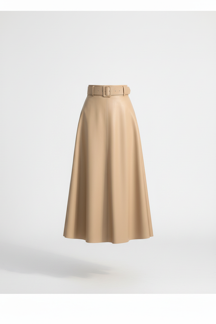 Jupe Longue Cuir Camel