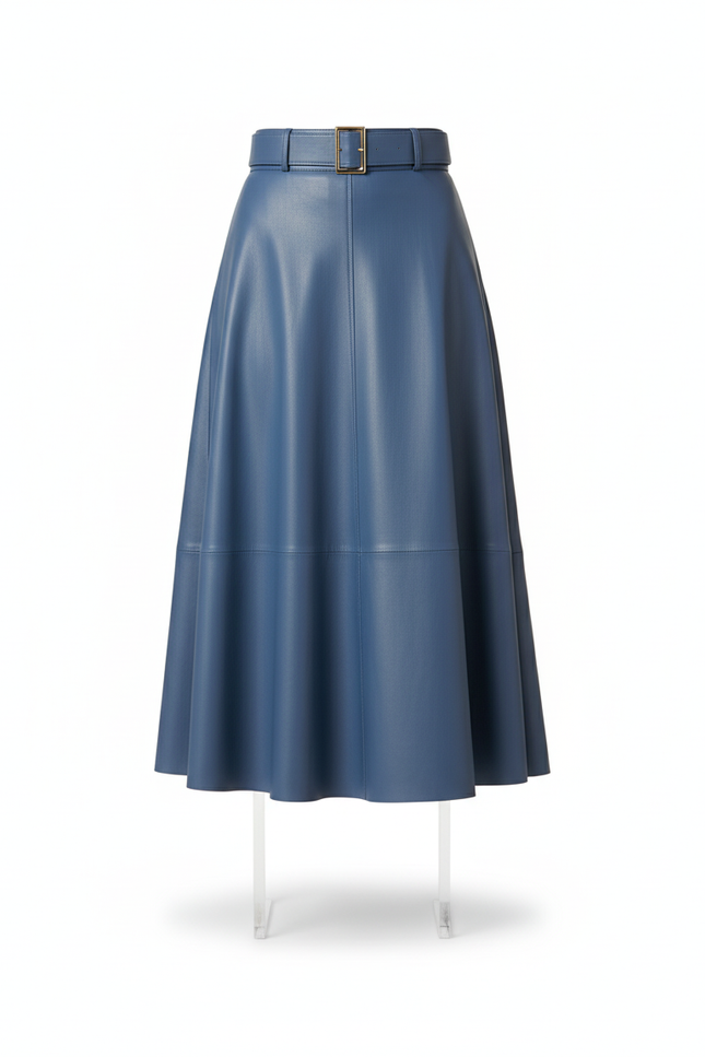 Jupe Simili Cuir Bleu
