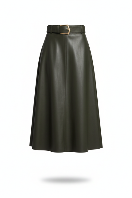 Jupe En Cuir Kaki