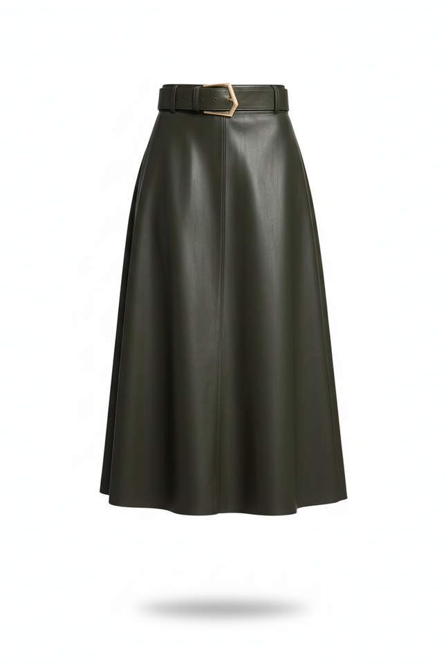 Jupe En Cuir Kaki