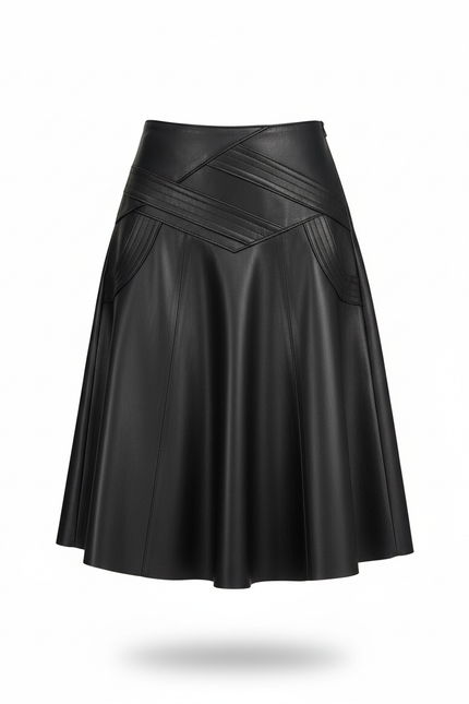 Jupe Corolle Simili Cuir
