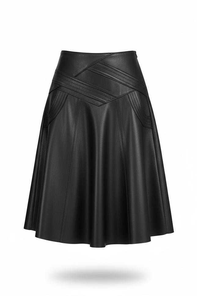 Jupe Corolle Simili Cuir