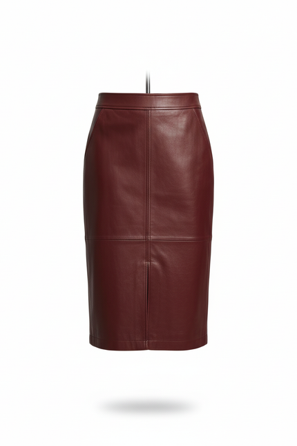 Jupe Crayon Cuir Rouge