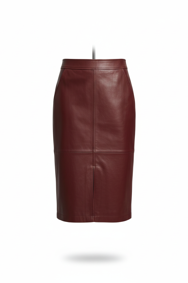 Jupe Crayon Cuir Rouge