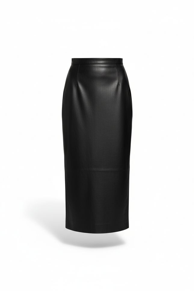 Jupe Cuir Noire Midi Élégante