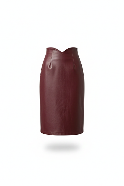 Jupe Simili Cuir Rouge
