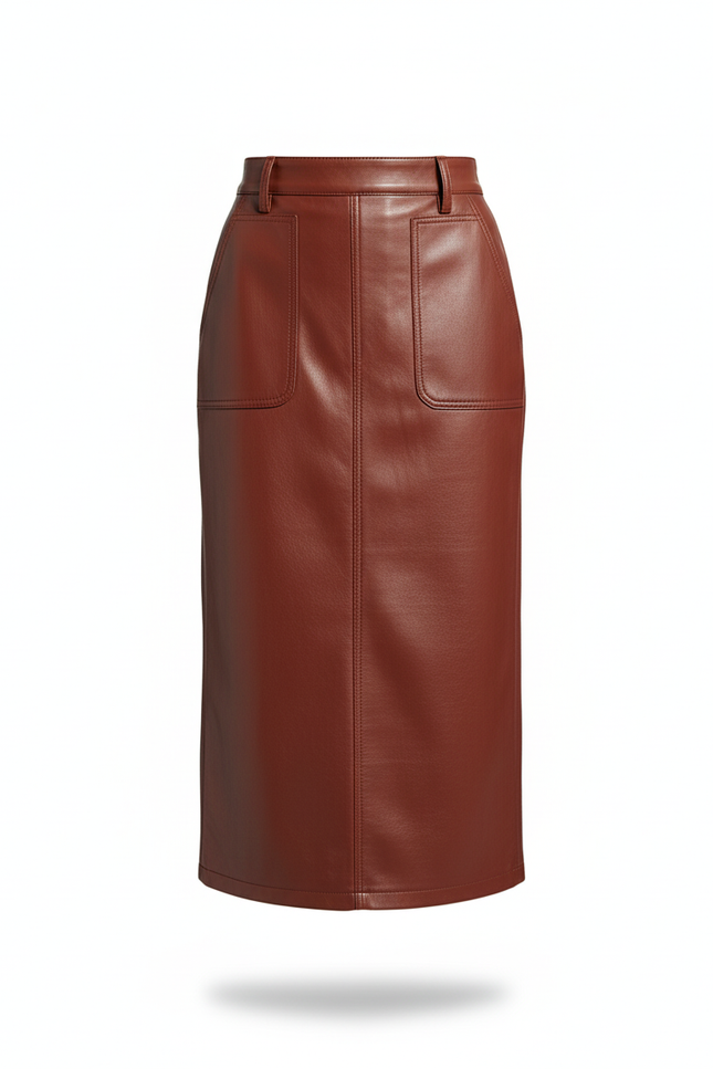 Jupe Cuir Longue Bordeaux Élégante