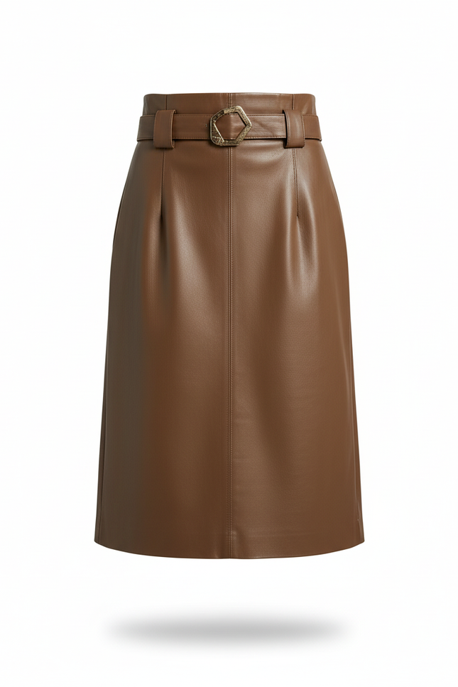 Jupe Camel Simili Cuir