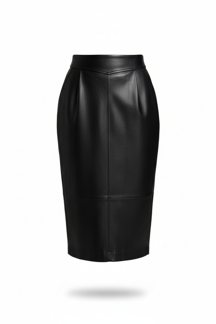 Jupe Crayon Cuir Noir