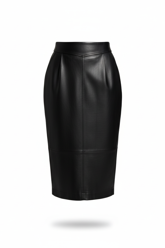 Jupe Crayon Cuir Noir