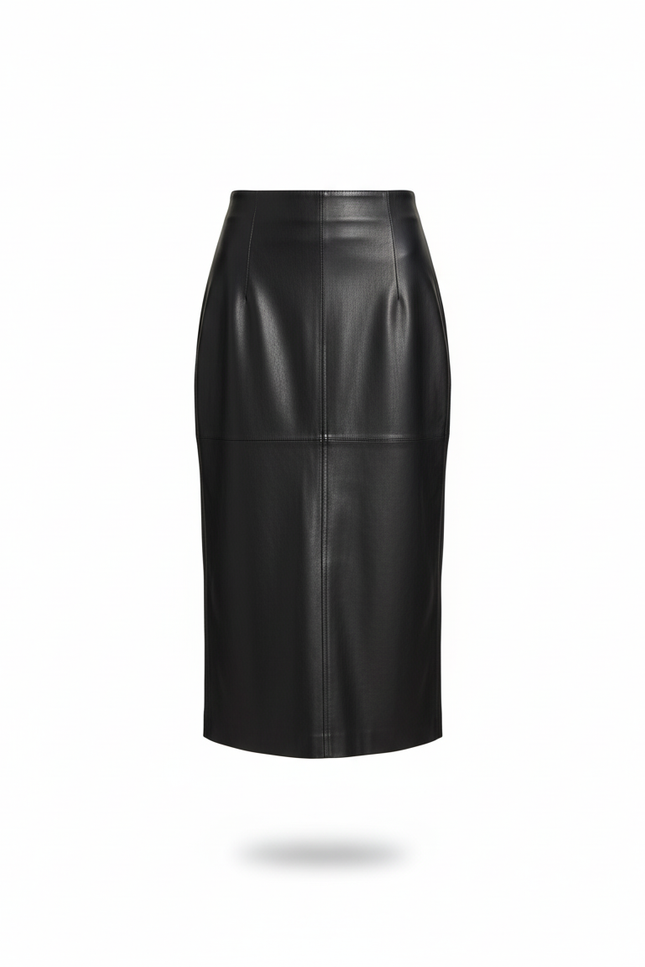 Jupe Cuir Noire Taille Haute Chic
