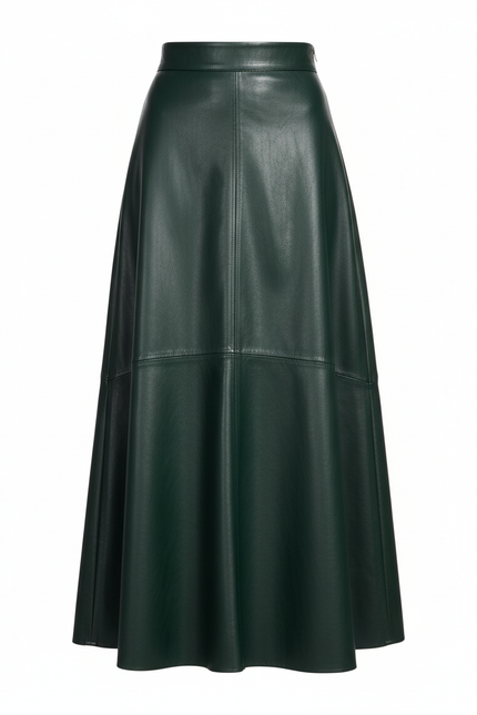 Jupe Cuir Vert Bouteille