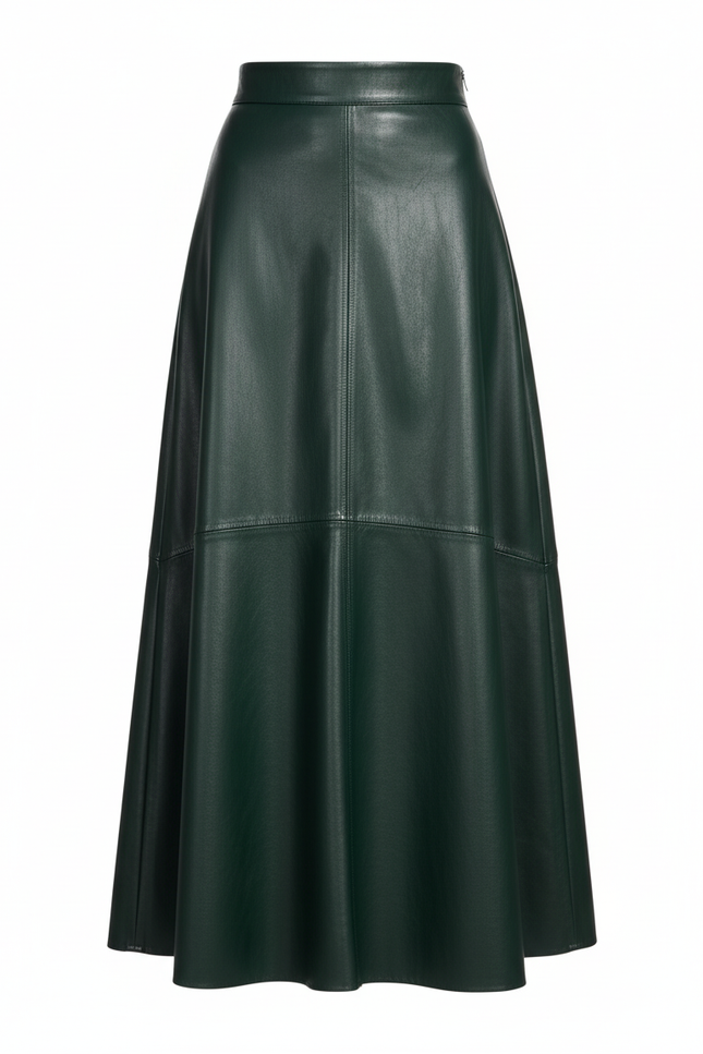 Jupe Cuir Vert Bouteille