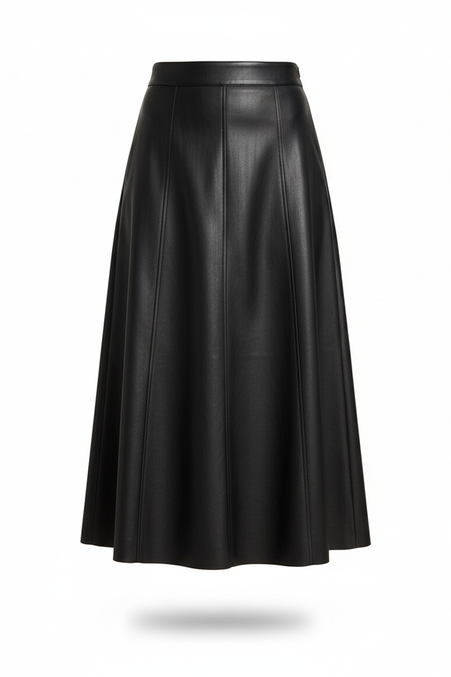 Jupe Cuir Noire Évasée Élégante Raffinée