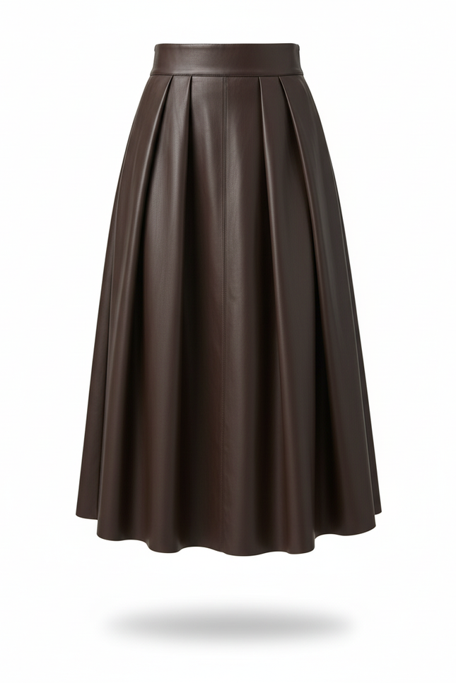Jupe Plissée Simili Cuir Grande Taille