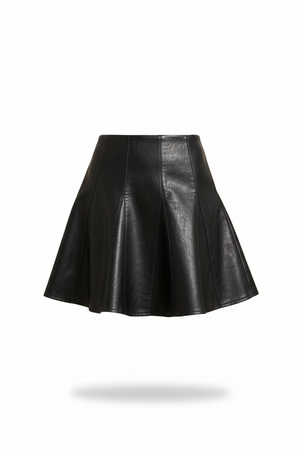 Jupe Cuir Noire Plissée Chic Moderne