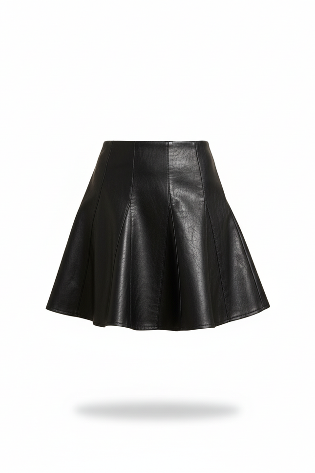 Jupe Cuir Noire Plissée Chic Moderne