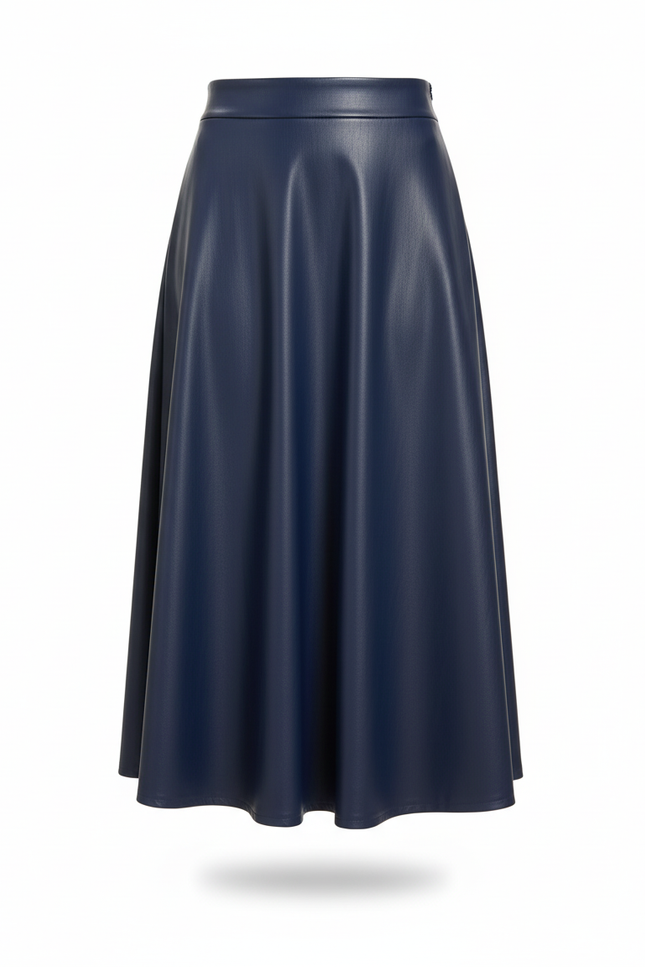 Jupe Simili Cuir Bleu Marine