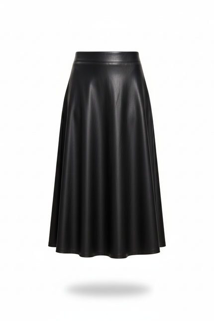 Jupe Cuir Noire Évasée Chic
