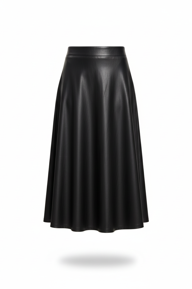 Jupe Cuir Noire Évasée Chic