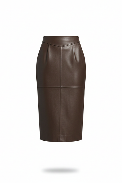 Jupe Crayon Cuir Marron
