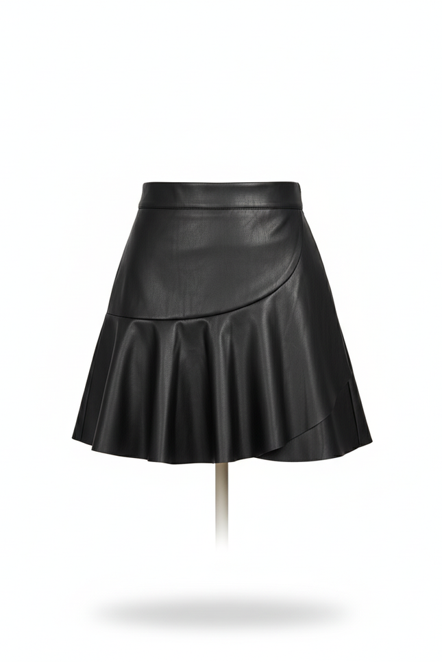 Jupe Simili Cuir Croisé