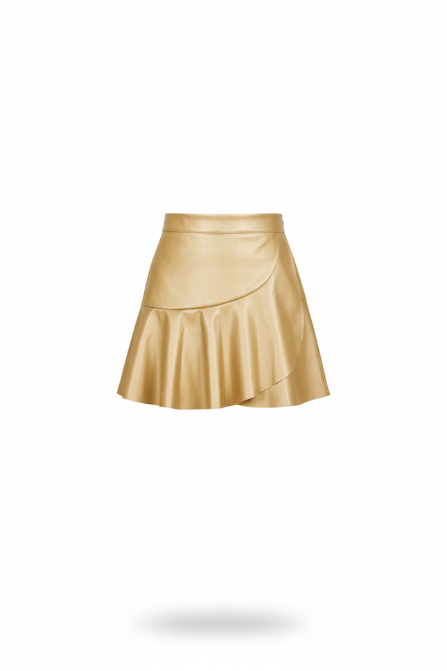Jupe Simili Cuir Doré