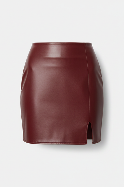 Jupe Cuir Mini Bordeaux Chic