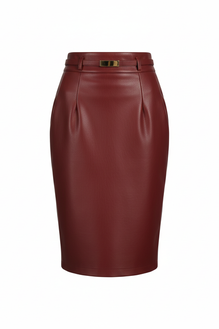 Jupe Cuir Rouge Crayon Chic