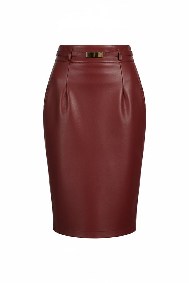 Jupe Cuir Rouge Crayon Chic