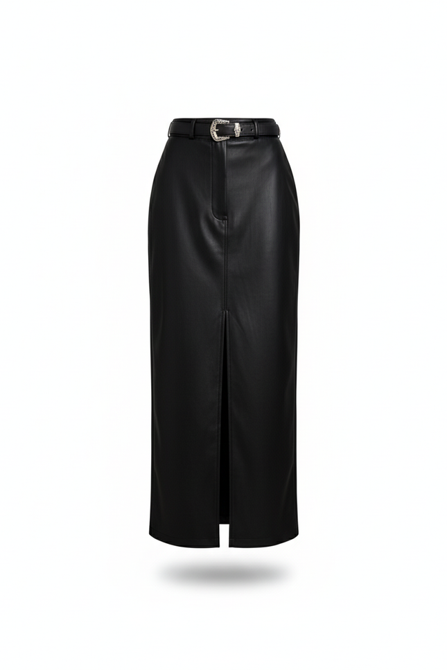 Jupe Simili Cuir Fendue