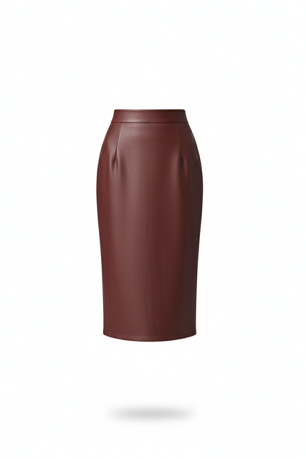 Jupe Cuir Bordeaux Femme