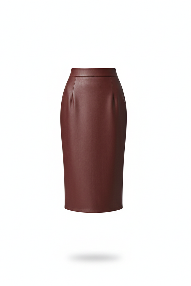 Jupe Cuir Bordeaux Femme