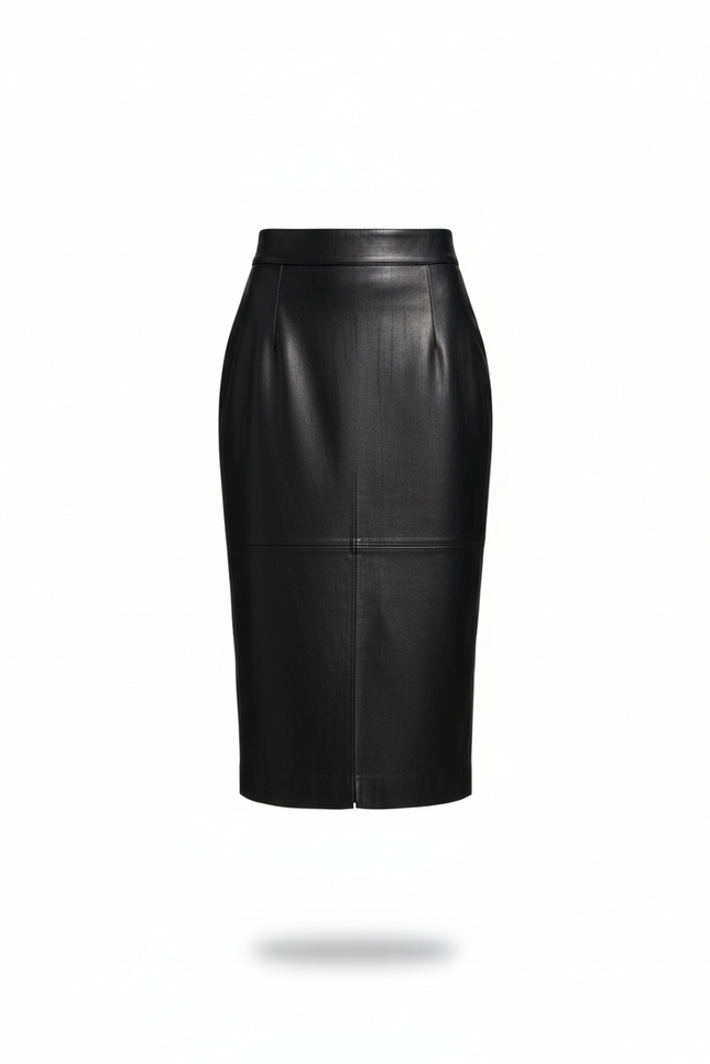 Jupe Crayon Taille Haute Cuir