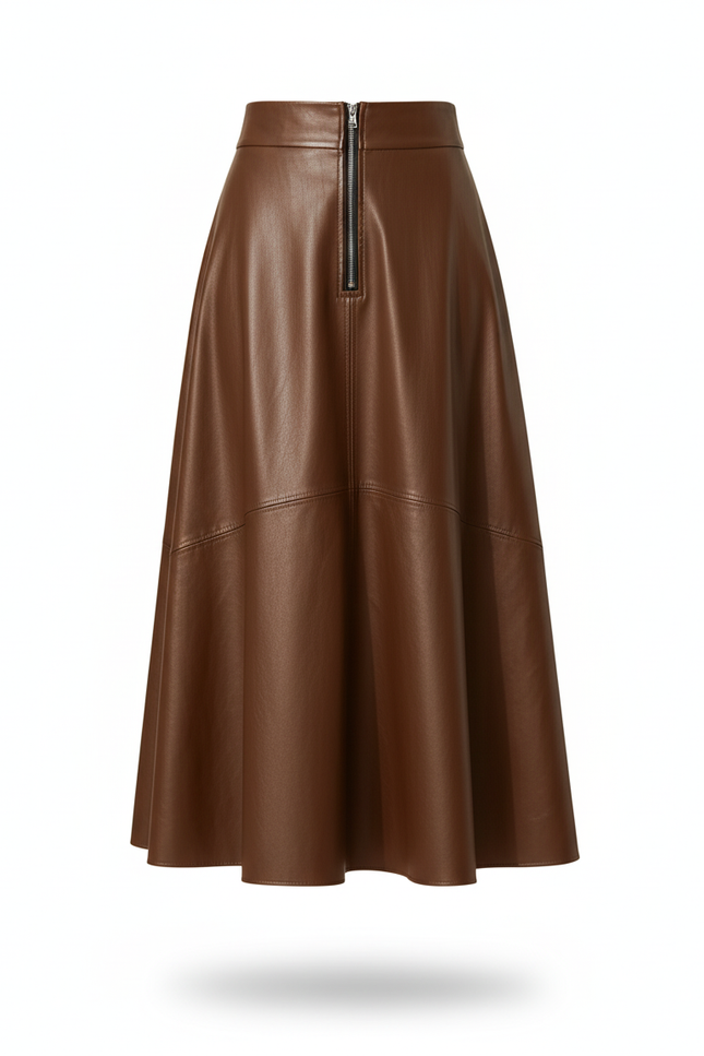 Jupe Longue Cuir Marron