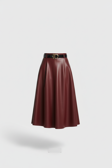 Jupe En Cuir Rouge Bordeaux