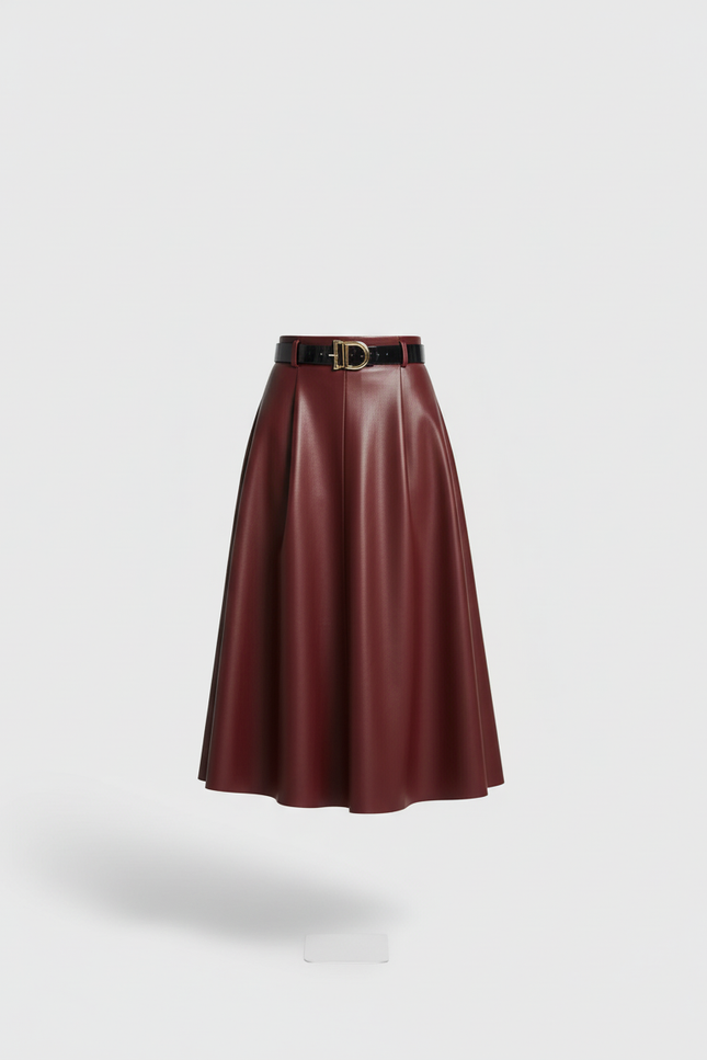 Jupe En Cuir Rouge Bordeaux