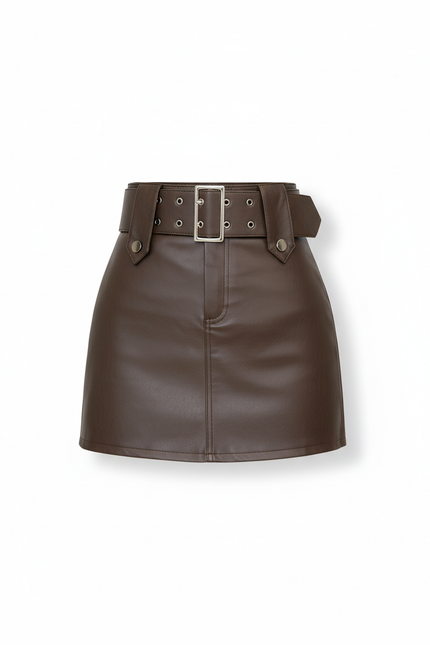 Jupe Simili Cuir Ceinture