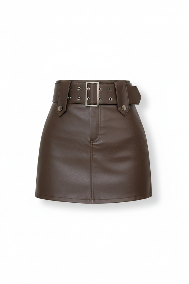 Jupe Simili Cuir Ceinture