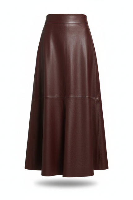Jupe Longue Cuir Bordeaux