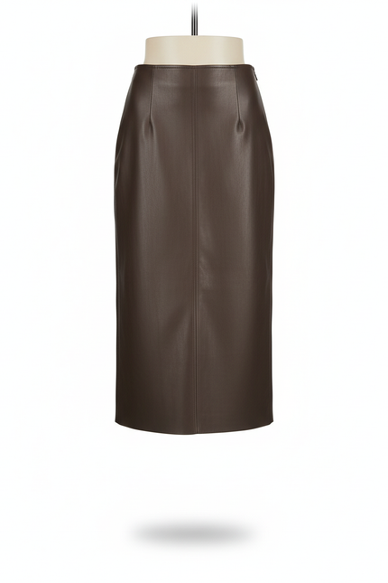 Jupe Simili Cuir Chocolat