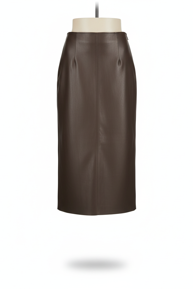 Jupe Simili Cuir Chocolat