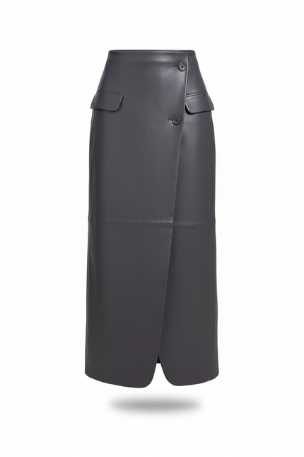 Jupe Cuir Boutonnée