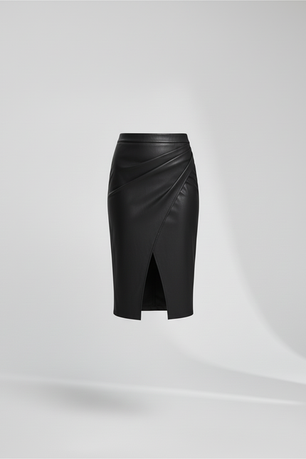 Jupe Portefeuille En Cuir