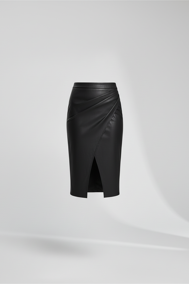 Jupe Portefeuille En Cuir