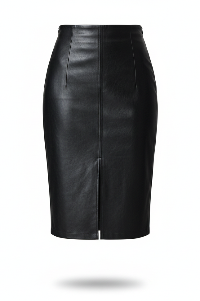 Jupe Crayon Cuir Fendu